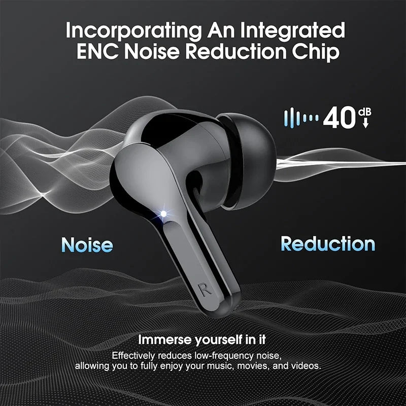 Wireless Earbuds  Headphones HiFi Stereo EarBuds with ENC Noise Cancelling Mic 48H LED Display IP7 Waterproof Earphones