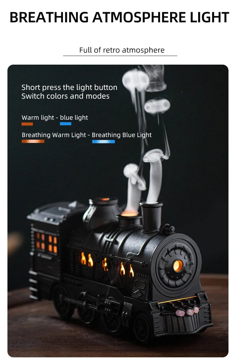 Essential Oil Diffuser Train Humidifier 300ml Two Mist Modes Aromatherapy Diffuser Two-color Lighting Humidification for Home