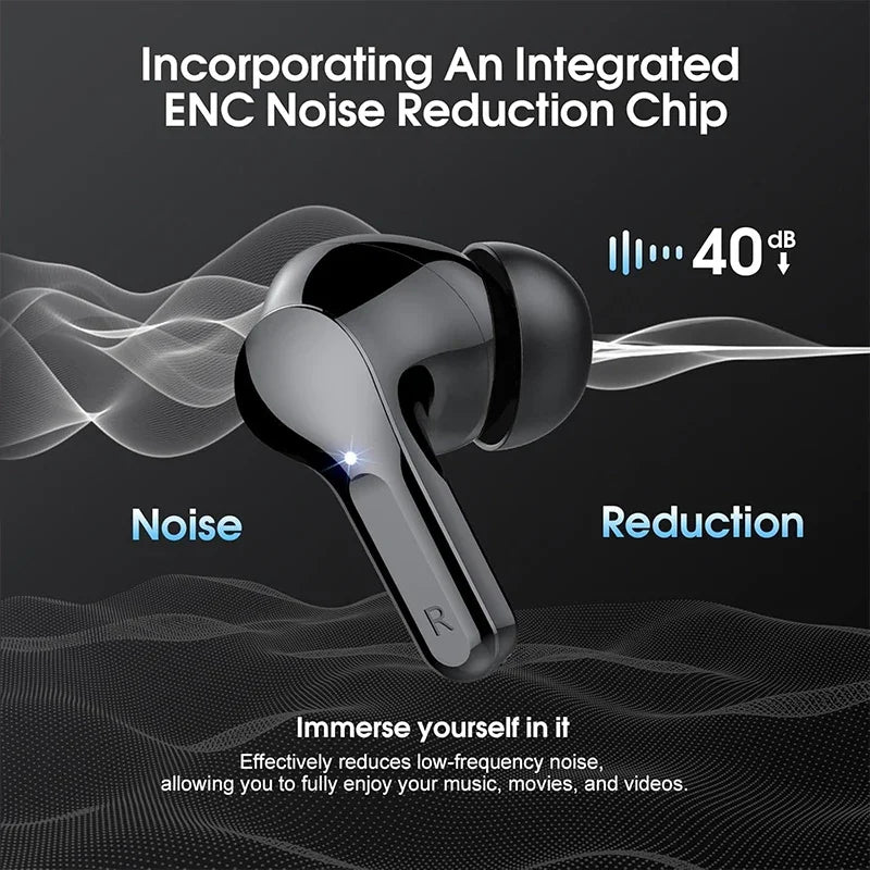Wireless Earbuds  Headphones HiFi Stereo EarBuds with ENC Noise Cancelling Mic 48H LED Display IP7 Waterproof Earphones