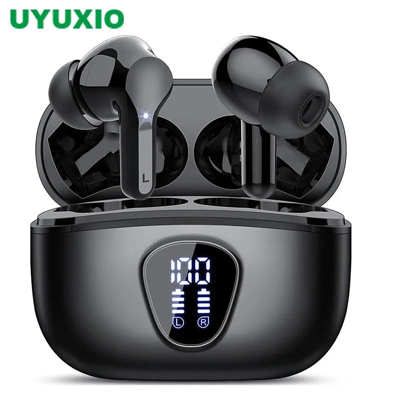 Wireless Earbuds  Headphones HiFi Stereo EarBuds with ENC Noise Cancelling Mic 48H LED Display IP7 Waterproof Earphones
