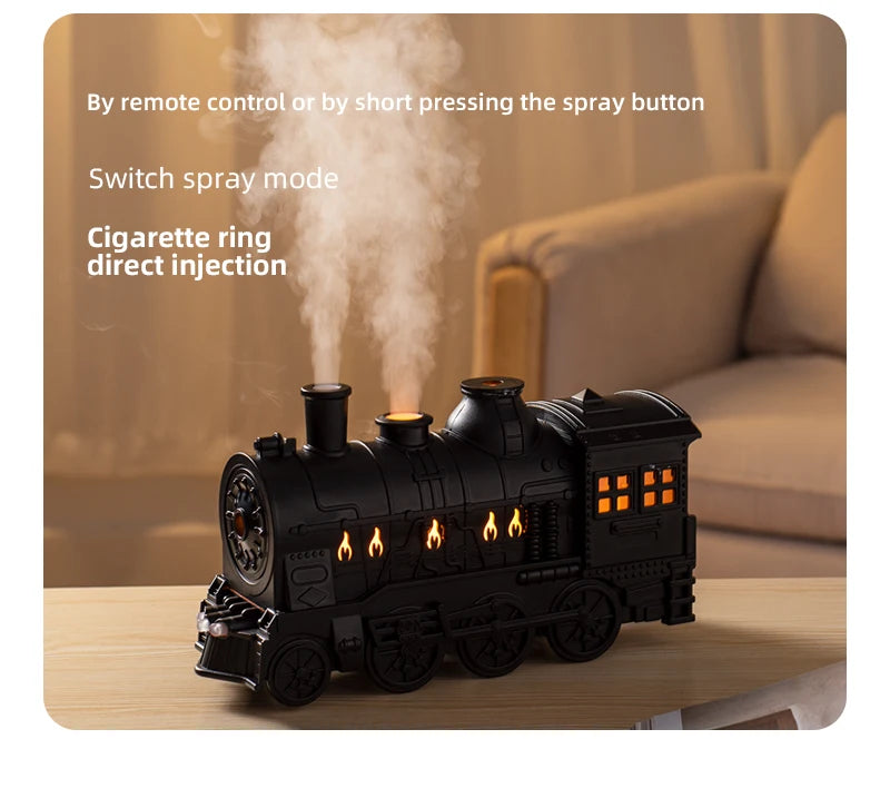 Essential Oil Diffuser Train Humidifier 300ml Two Mist Modes Aromatherapy Diffuser Two-color Lighting Humidification for Home